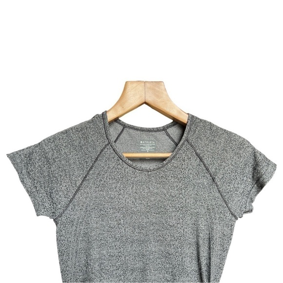 Athleta Women’s Speedlight Ruched Short Sleeve Grey Active Nylon Tshirt, Small - Picture 3 of 7